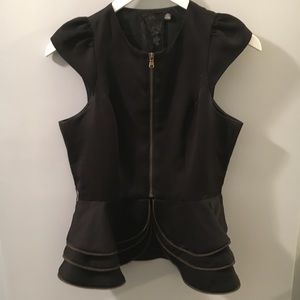 Black Peplum Short Sleeve Jacket